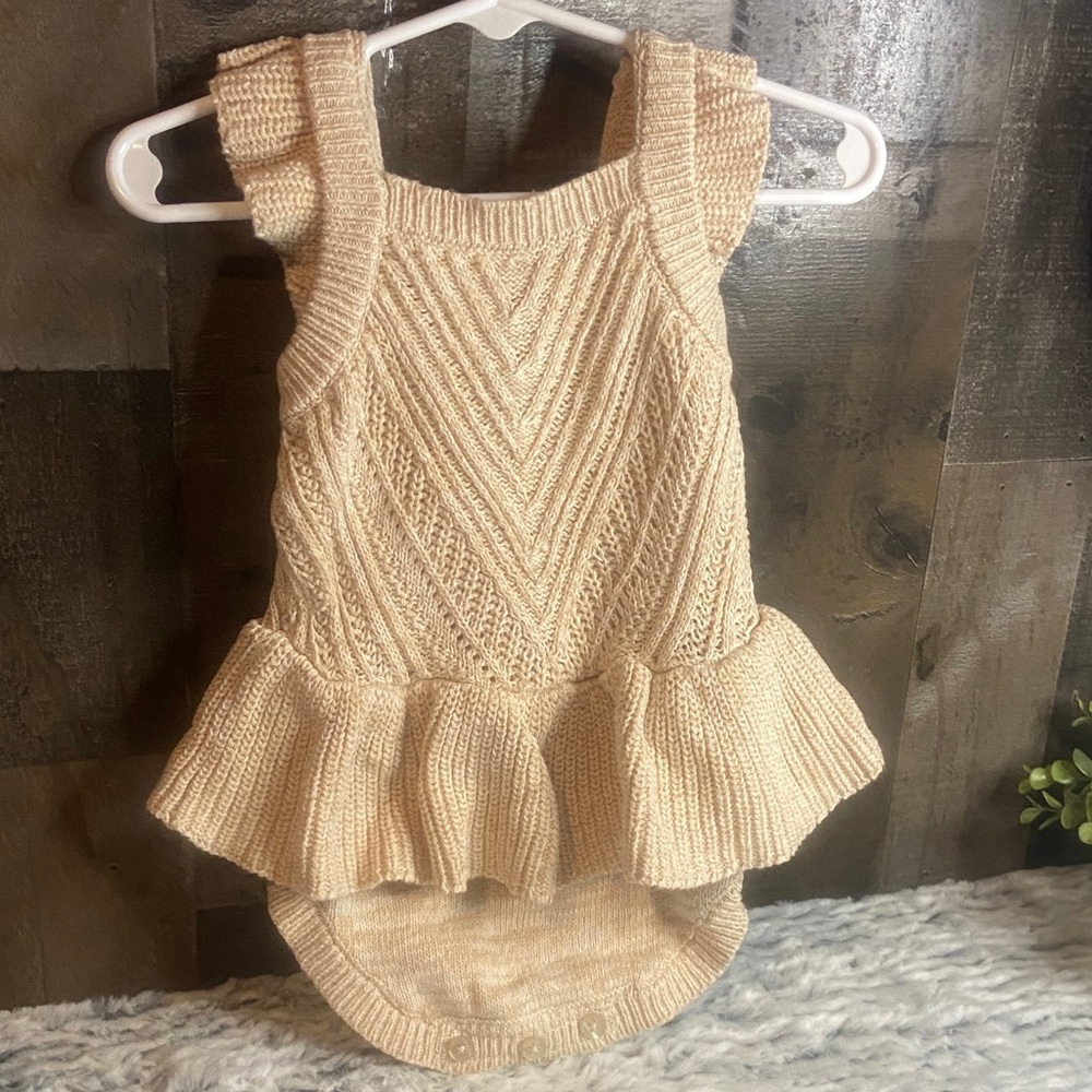 Charming Knit Ruffle Bodysuit in Cream